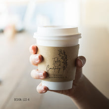 Load image into Gallery viewer, Personalized Natural Brown or White Kraft Coffee Sleeves or Sleeves Cups & Lids - Optional Stirrers - Your Design Choice and Customization
