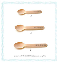 Load image into Gallery viewer, Personalized Wooden Utensils Available in Three Sizes - Custom Text or Graphic - Font Choice - FREE U. S. SHIPPING