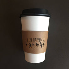 Load image into Gallery viewer, Coffee Themed Disposable Serving Sets - Brown Kraft Sleeves, White Cups - Great Gift for the Coffee Lover