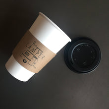 Load image into Gallery viewer, Coffee Themed Disposable Serving Sets - Brown Kraft Sleeves, White Cups - Great Gift for the Coffee Lover