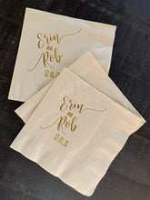 Load image into Gallery viewer, CUSTOM Printed Foil or Ink Printed Cocktail Napkins - Choose Graphic or Font - Your Choice of Napkin & Foil Color - FREE U. S. SHIPPING