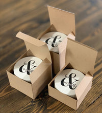 Load image into Gallery viewer, Coaster Gift Set - Heavy Pulpboard (2mm THICK) Custom Disposable Paper Coasters - Choose Your Initial and Style