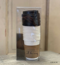 Load image into Gallery viewer, Holiday Themed Coffee Boxed Gift Sets!! Brown Kraft Sleeves, White Cups and Black Lids - Christmas Hostess or Corporate Gift