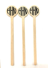 Load image into Gallery viewer, Monogram Personalized Wooden Drink Stirrers or Cupcake Picks - CUSTOM MONOGRAM - Font Choice