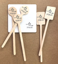 Load image into Gallery viewer, Personalized Wooden Drink Stirrers and Option to Add Matching Coasters - Letter and Letter Connected by Heart - Your Letter Choices