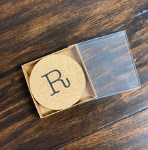 Load image into Gallery viewer, Coaster Gift Boxed Sets - 1/4" Thick Cork 4" Round Coasters - Sturdy - Reusable - Eco - Great Wedding, Teacher or Business Gift - Quick Ship