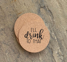 Load image into Gallery viewer, Coaster Gift Boxed Sets - 1/4" Thick Cork 4" Round Coasters - Sturdy - Reusable - Eco - Great Wedding, Teacher or Business Gift - Quick Ship