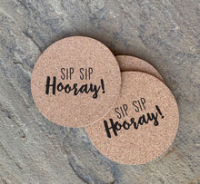 Load image into Gallery viewer, Coaster Gift Boxed Sets - 1/4" Thick Cork 4" Round Coasters - Sturdy - Reusable - Eco - Great Wedding, Teacher or Business Gift - Quick Ship