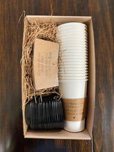 Load image into Gallery viewer, Coffee Tea Cocoa Boxed Gift Sets!! Brown Sleeves, White Cups and Black Lids - True Friend - Work Friend Coffee Lover Christmas Gift