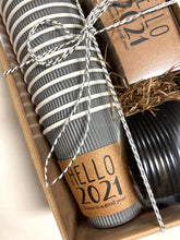 Load image into Gallery viewer, New Year Coffee Boxed Gift Sets or Bulk Brown Kraft Sleeves, White Cups and Black Lids -New Year Hostess or Corporate Gift