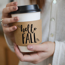 Load image into Gallery viewer, Ready to Ship - Not Customized - Natural Brown Kraft Coffee Sleeves and Optional Cups & Lids - Fall Design Choice - FREE U. S. SHIPPING