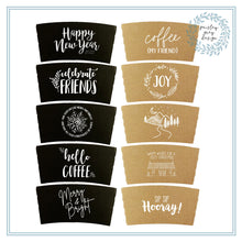 Load image into Gallery viewer, Gift Box - 10 Piece Clear Boxed Set - Sleeves Cups Lids Printed in White on Black or Brown - Set of 10