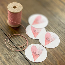 Load image into Gallery viewer, Free Shipping - Texured White TAGS - 49mm Round Two Inch Tags - Heart Watercolor Design - Printed and Cut - CUSTOM - Wedding Baby Shower
