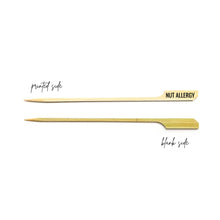 Load image into Gallery viewer, Bamboo Allergy Pointed Picks Markers - Allergy - Dairy - Gluten - Nut - Egg - Printed in Black Ink - Quick Ship - Two Sizes Available
