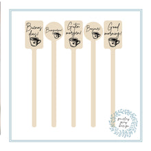 Load image into Gallery viewer, Cocktail Stirrers or Cupcake Picks - Wooden - Choose Your Standard Design - Wedding Birthday Love Everyday - FREE U. S. SHIPPING