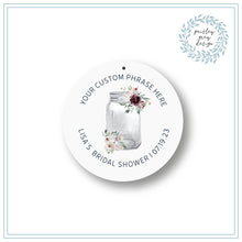 Load image into Gallery viewer, Textured White TAGS - 49mm Round Two Inch Tags - Jam Jar or Mason Jar Watercolor Design - Printed and Cut - CUSTOM - Party Wedding Favor