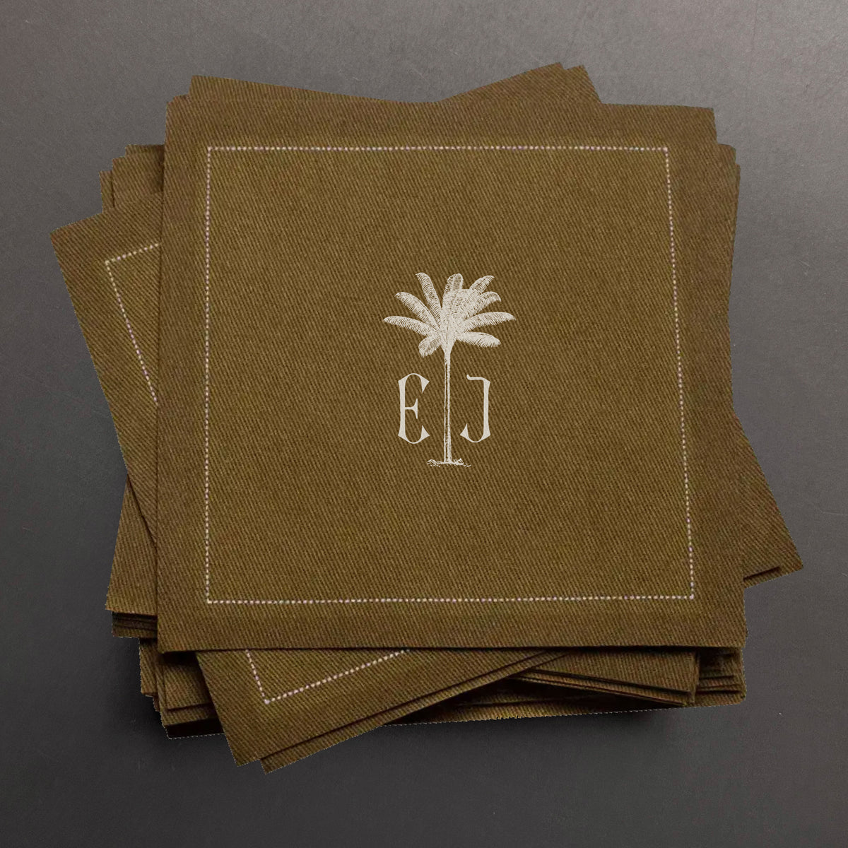 Khaki Cotton Cocktail Napkins, 750 QTY, Custom Print - Including Shipping