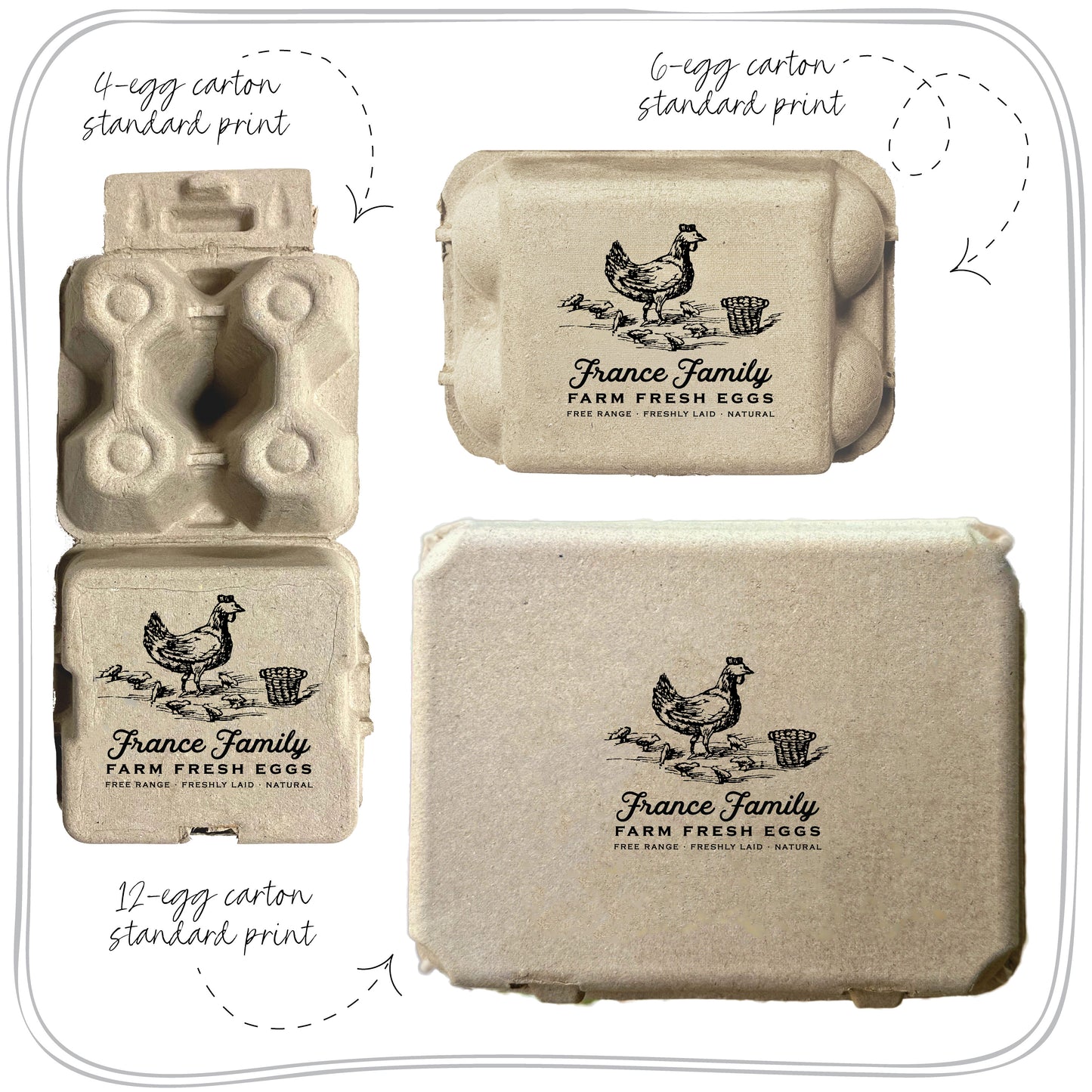 Custom Printed 12-Egg Vintage Style Cartons