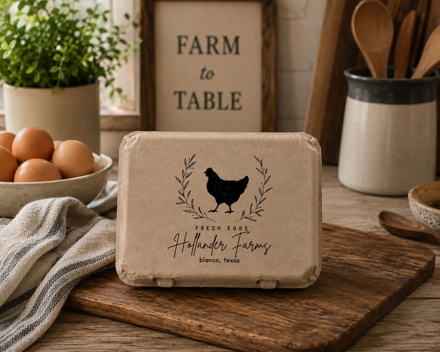 Custom Printed 12-Egg Vintage Style Cartons