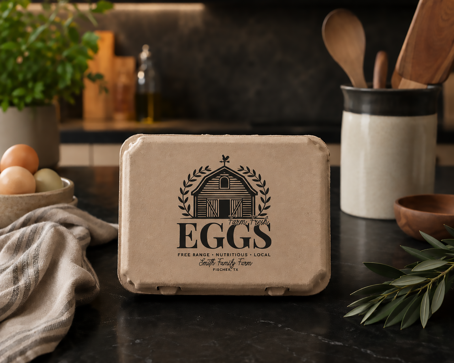 Custom Printed 12-Egg Vintage Style Cartons