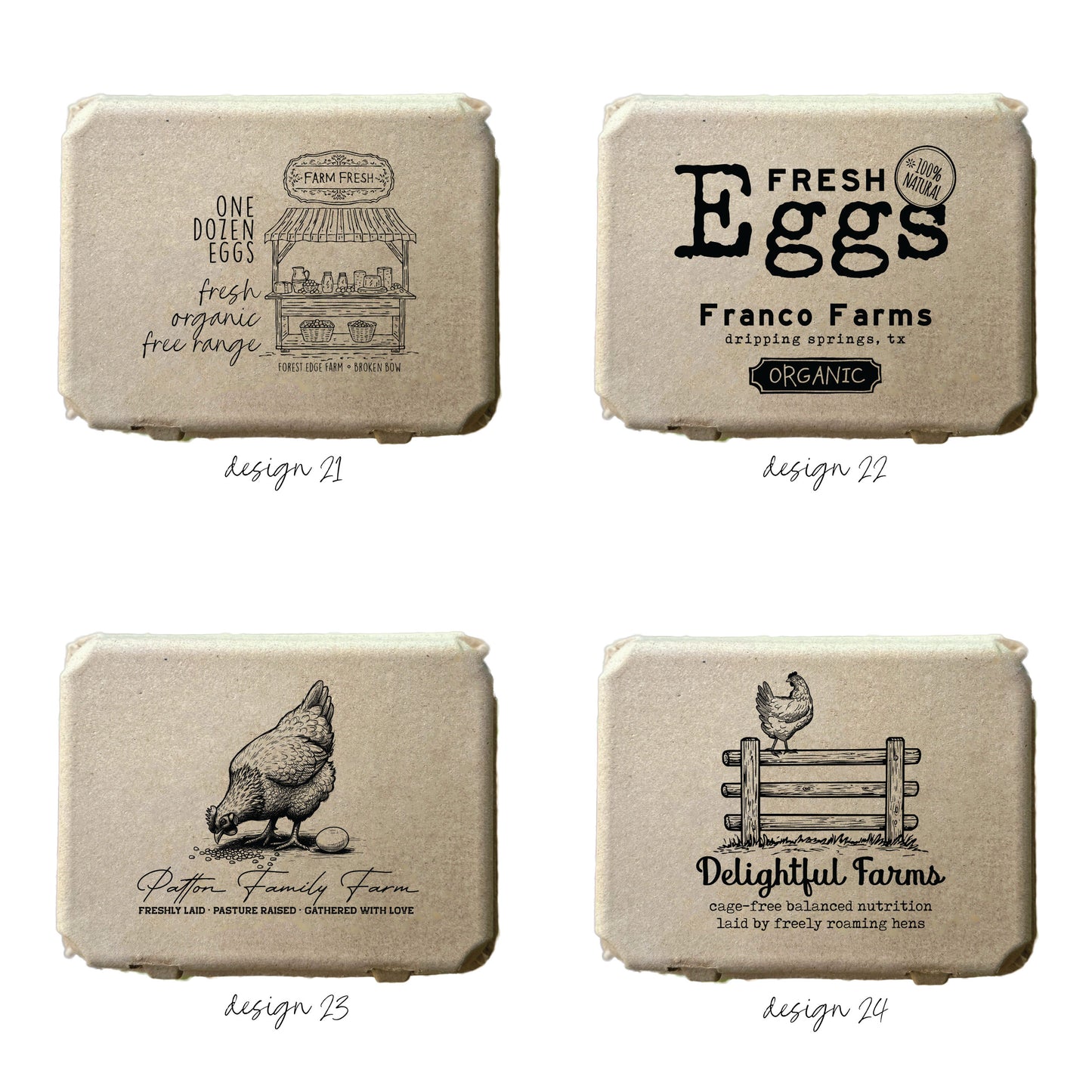 Custom Printed 12-Egg Vintage Style Cartons