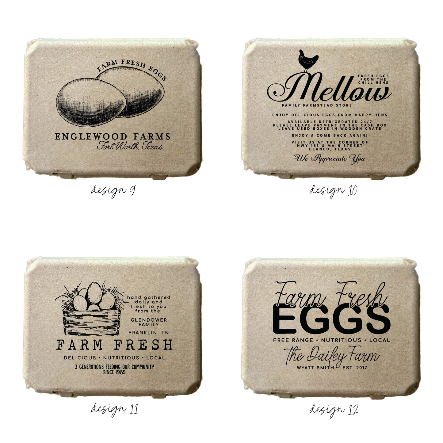 Custom Printed 12-Egg Vintage Style Cartons