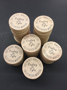 Custom Natural Wood Personalized Printed Wooden Magnets - 2 Inch GeoCache Coins - Wooden Nickels - Round or Square - Poker Chips