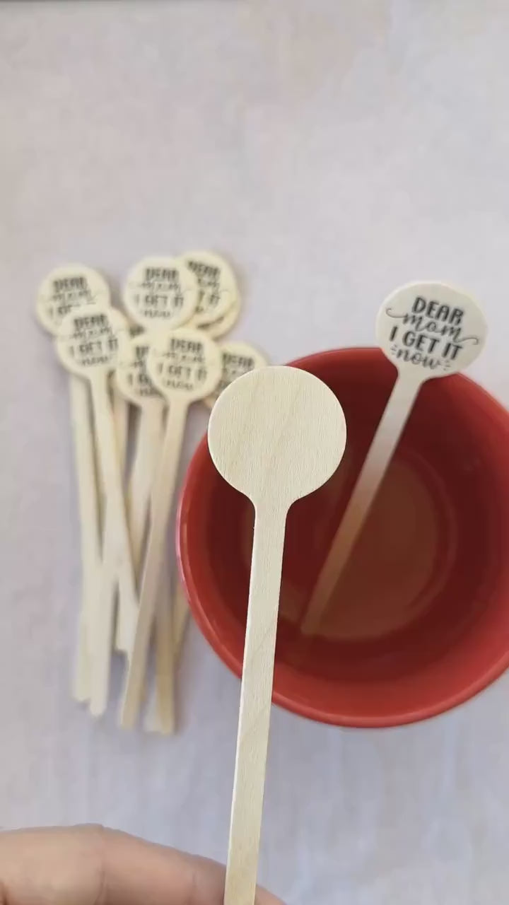 Printed Wooden Stir Sticks or Cupcake Picks for Mom