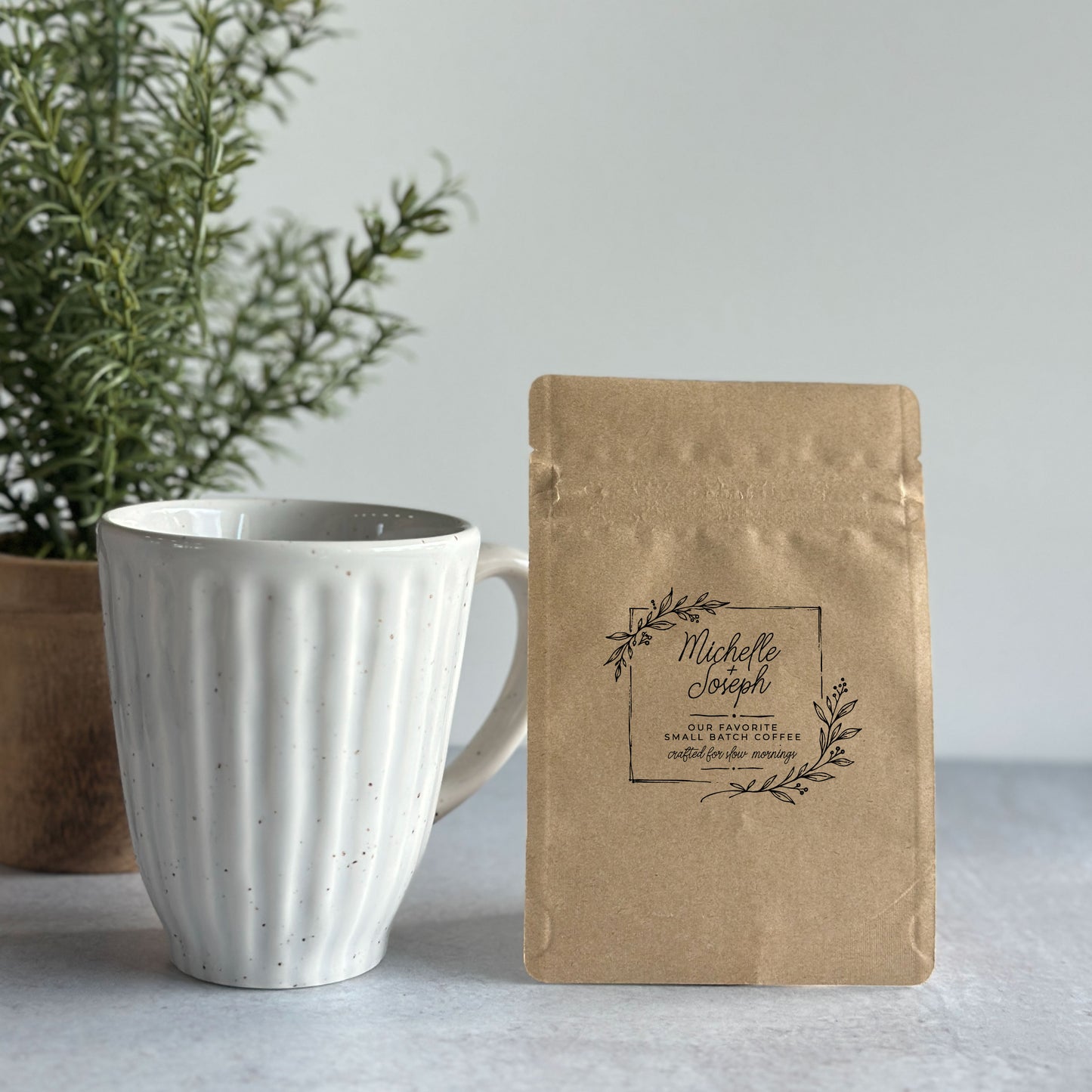 Personalized Natural Kraft Lined Coffee Favor Pouches - CUSTOM - Favors - Coffee Beans, Ground Coffee, Tea, Candy - FREE U. S. SHIPPING