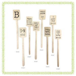 Personalized Wooden Drink Stirrers or Cupcake Picks - Custom Text or Graphic - Font Choice