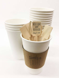 Natural Brown Kraft Coffee Sleeves - Baby is Brewing and Other Designs - Not Custom - FREE U. S. SHIPPING