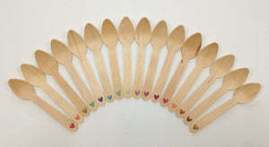 FREE U.S. Shipping QTY 25 Ice Cream Cups and Printed Message Spoons - Choose Your Cup Color and Size - Plus Wooden Spoons