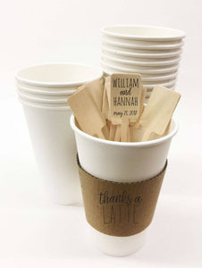 Personalized Natural Brown Kraft Coffee Sleeves - Monogram Choice - FREE U. S. SHIPPING