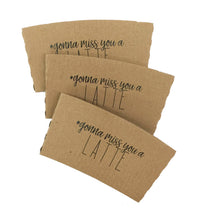 Load image into Gallery viewer, Personalized Natural Brown Kraft Custom Coffee Sleeve, White Cups, Black Lids and Matching Stirrers - Script Name + Name Graphic - Wedding