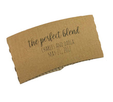 Load image into Gallery viewer, Personalized Natural Brown Kraft Custom Coffee Sleeve, White Cups, Black Lids and Matching Stirrers - Script Name + Name Graphic - Wedding