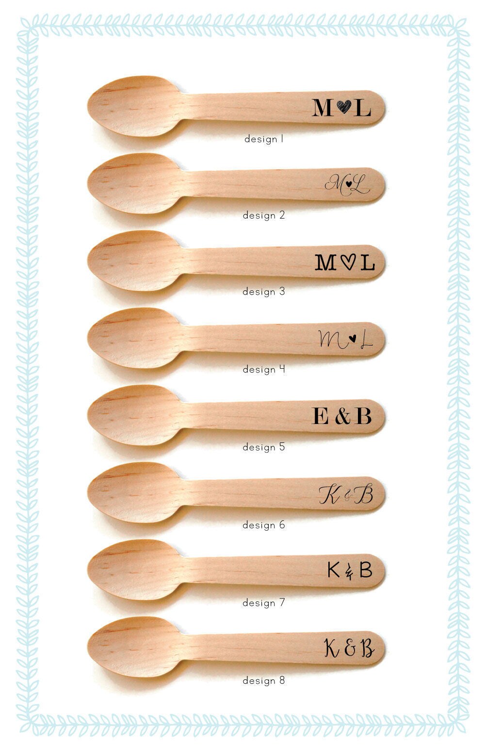 Personalized Wooden Utensils Available in Three Sizes - Custom MONOGRAM Style with Your Choice of Symbol - FREE U. S. SHIPPING