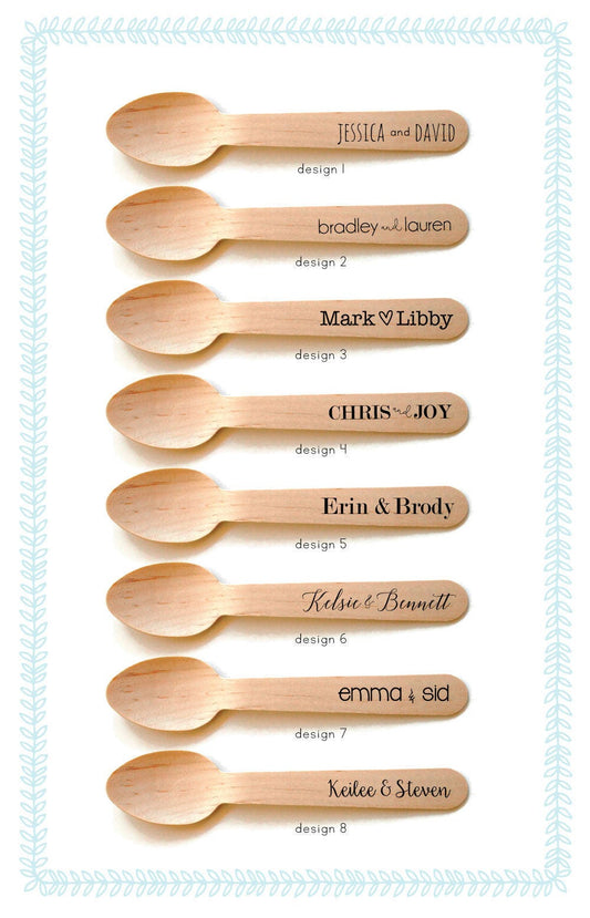 Personalized Wooden Utensils Available in Three Sizes - Your Names - FREE U. S. SHIPPING