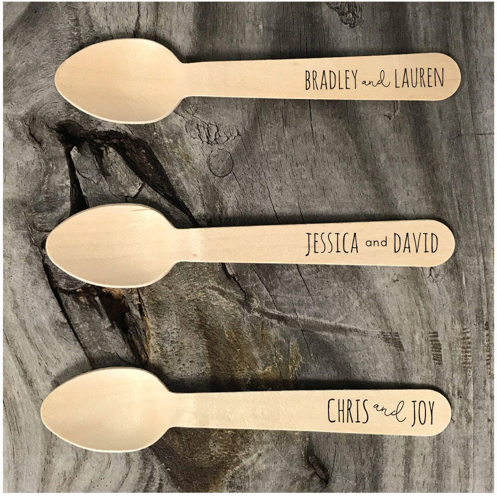 Personalized Wooden Utensils Available in Three Sizes - Custom Names - FREE U. S. SHIPPING