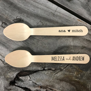 Love Is Sweet - (30) 8 Ounce White Ice Cream Cup, Wooden Spoon and Recycled Brown Kraft Label Set - Free US Shipping