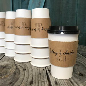 Personalized Ranch Brand Natural Brown Kraft Coffee Sleeves - Your Custom Graphic - Great Gift! - FREE U. S. SHIPPING