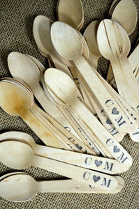 Personalized Wooden Utensils Available in Three Sizes - Custom MONOGRAM Style with Your Choice of Symbol - FREE U. S. SHIPPING