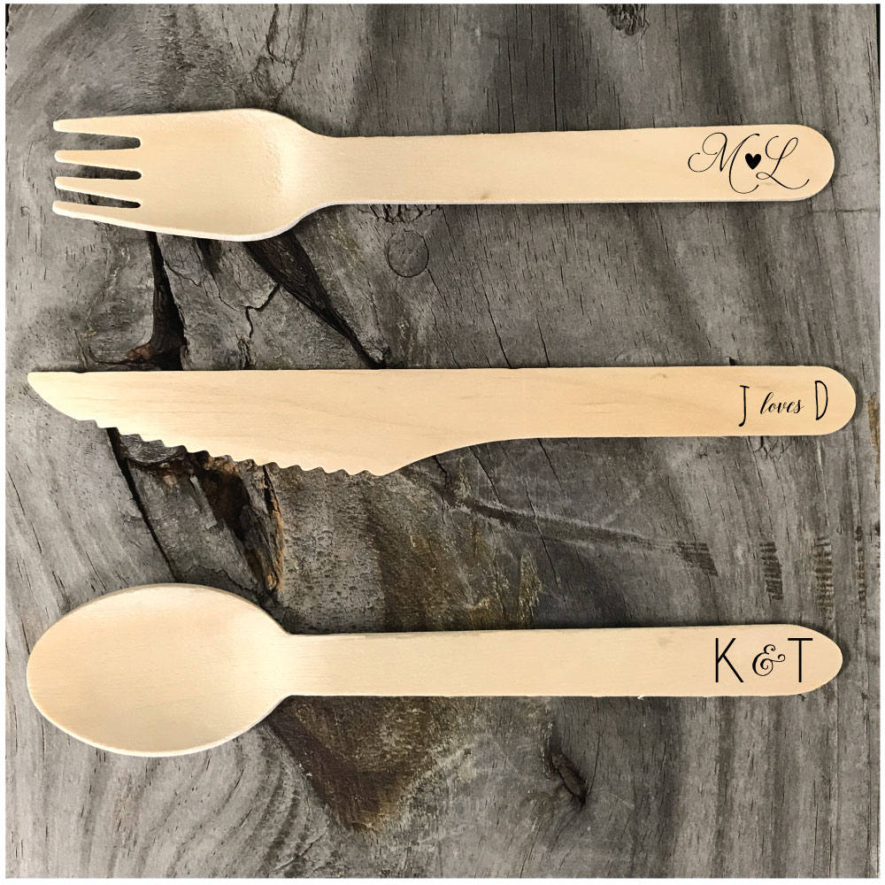 Personalized Wooden Utensils Available in Three Sizes - Custom MONOGRAM Style with Your Choice of Symbol - FREE U. S. SHIPPING