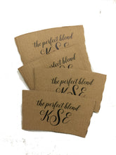 Load image into Gallery viewer, Personalized Natural Brown Kraft Coffee Sleeves - Monogram Choice - FREE U. S. SHIPPING