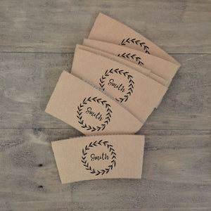 Personalized Natural Brown Kraft or White Kraft Coffee Sleeves - Choose Your Design - FREE U. S. SHIPPING