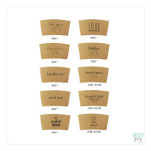 Load image into Gallery viewer, Natural Brown or White Kraft Coffee Sleeves - Love is Brewing - FREE U. S. SHIPPING