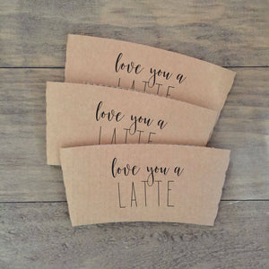 Natural Brown Kraft Coffee Sleeves - Non-Personalized Phrases - FREE U. S. SHIPPING