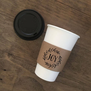 Personalized Natural Brown Kraft or White Kraft Coffee Sleeves - Choose Your Design - FREE U. S. SHIPPING