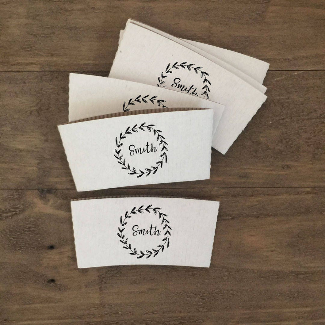 Personalized Natural Brown Kraft or White Kraft Coffee Sleeves - Choose Your Design - FREE U. S. SHIPPING