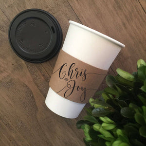 Personalized Natural Brown Kraft or White Kraft Coffee Sleeves - Choose Your Design - FREE U. S. SHIPPING