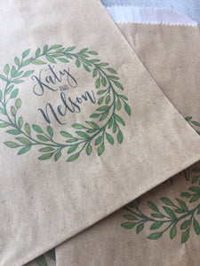 Custom Full Color Printed Paper Bags - Favor Bags - Treat Bags - Custom Text - Font Choice